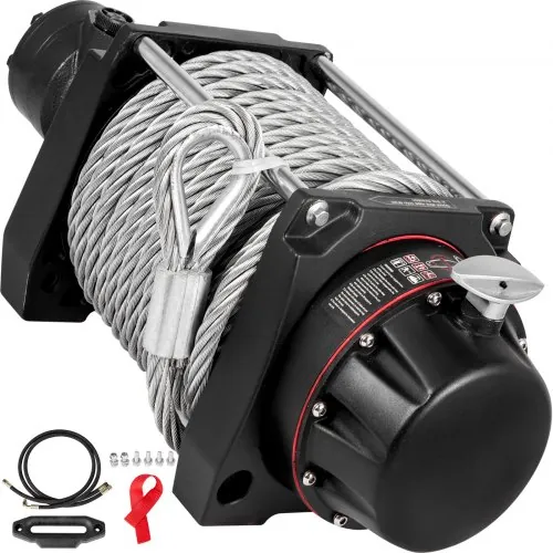 Winche hidráulico industrial 20,000 lb con cable de acero 24 m