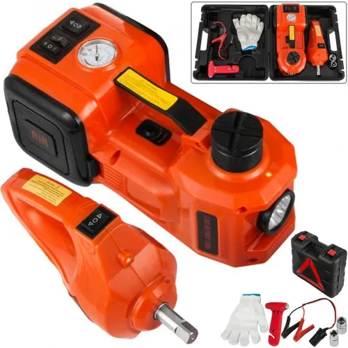 Gato hidráulico eléctrico 3 ton (12V) con inflador y llave de impacto